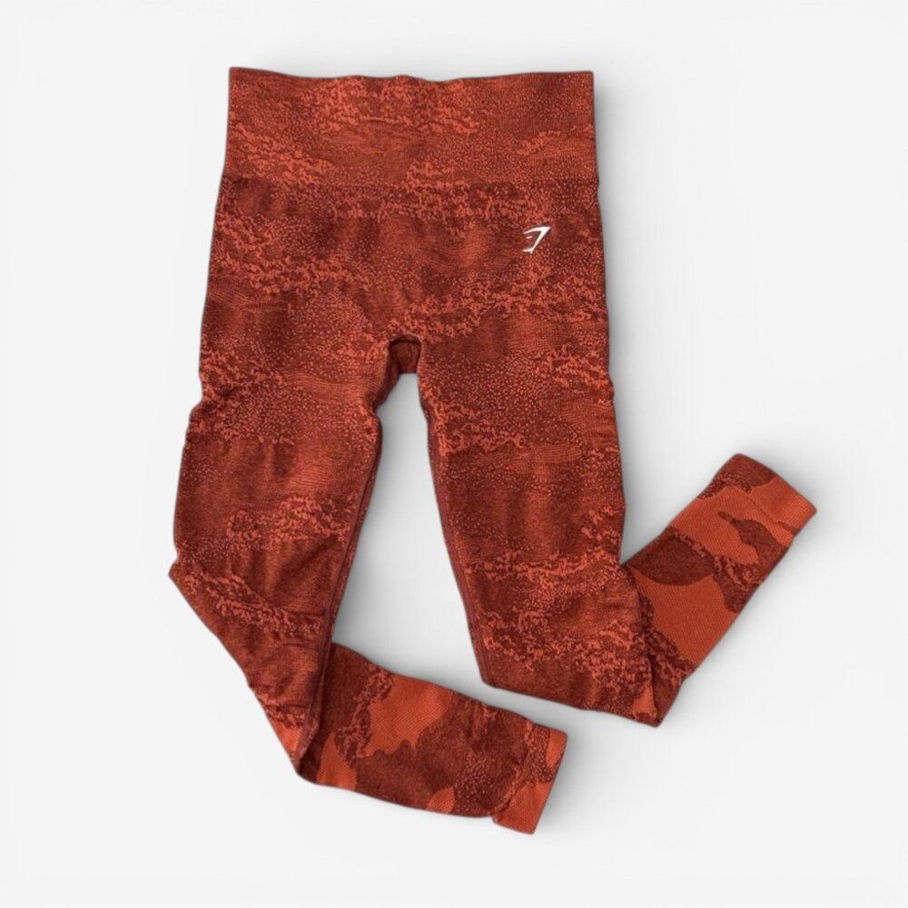 Gymshark Adapt Camo Seamless Legging Women XS Rust Textured Sportswear - Picture 1 of 7